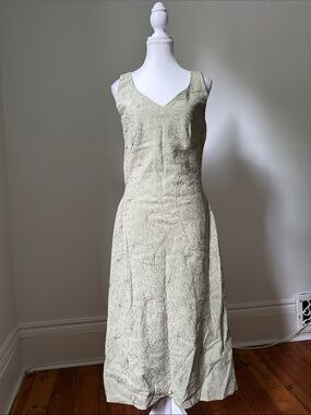 NWT FUSION Deadstock Light Green Silk Linen Embroidered Cottage Midi Dress Sz 10